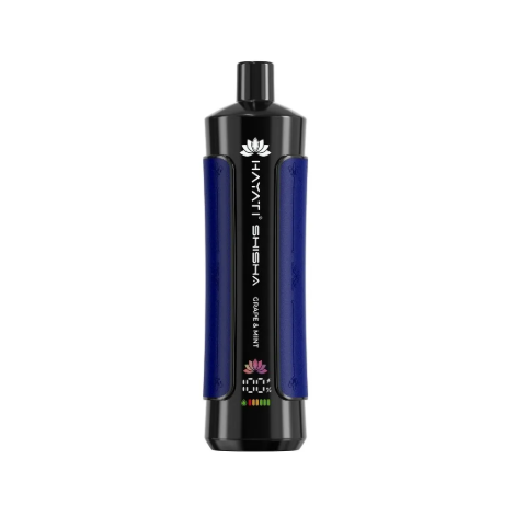 Hayati Pro Max Shisha 15000 Puffs Disposable Vape UK, with Bluecolour and having Grape & Mint flavour.