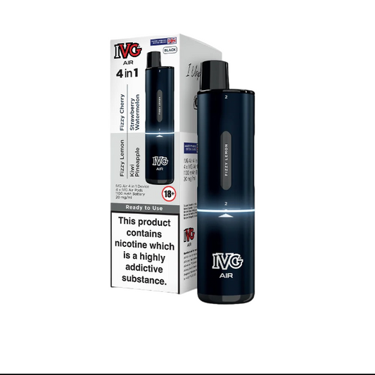 IVG Air 2400 Disposable Vape | 4 IN 1 Flavours UK, with Navy Blue Colour and Having Blue edition .
