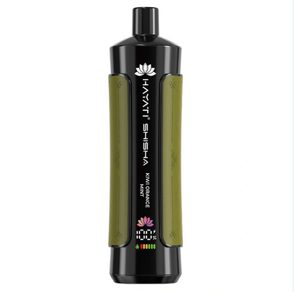 Hayati Pro Max Shisha 15000 Puffs Disposable Vape UK, with Olive colour and having Kiwi Orange Mint flavour.