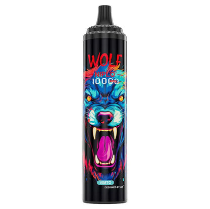 JNR Wolf niplo 10000 puffs disposable vape UK, with Black colour having Vimto flavour.