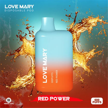 A Bottle of Love marry 600puffs Vape of (Partially  red and sky blue  Color) red power Flavor.