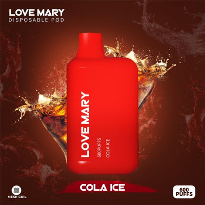 A Bottle of Love marry 600puffs Vape of ( Red Color) Cola ice Flavor.