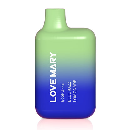 A Bottle of Love marry 600puffs Vape of (Partially  Blue and Green Color) Blue Razz Lomonade Flavor.