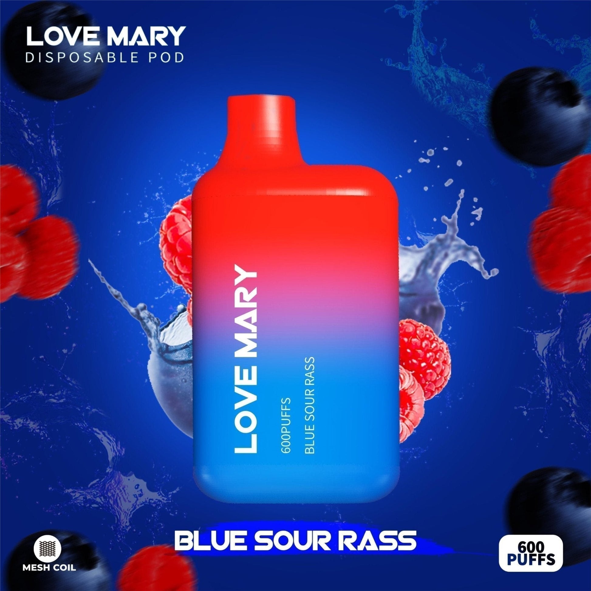 A Bottle of Love marry 600puffs Vape of (Partially  Blue and Red Color) Blue Sour Rass Flavor.