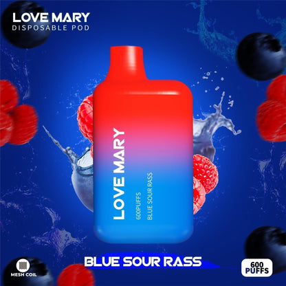 A Bottle of Love marry 600puffs Vape of (Partially  Blue and Red Color) Blue Sour Rass Flavor.